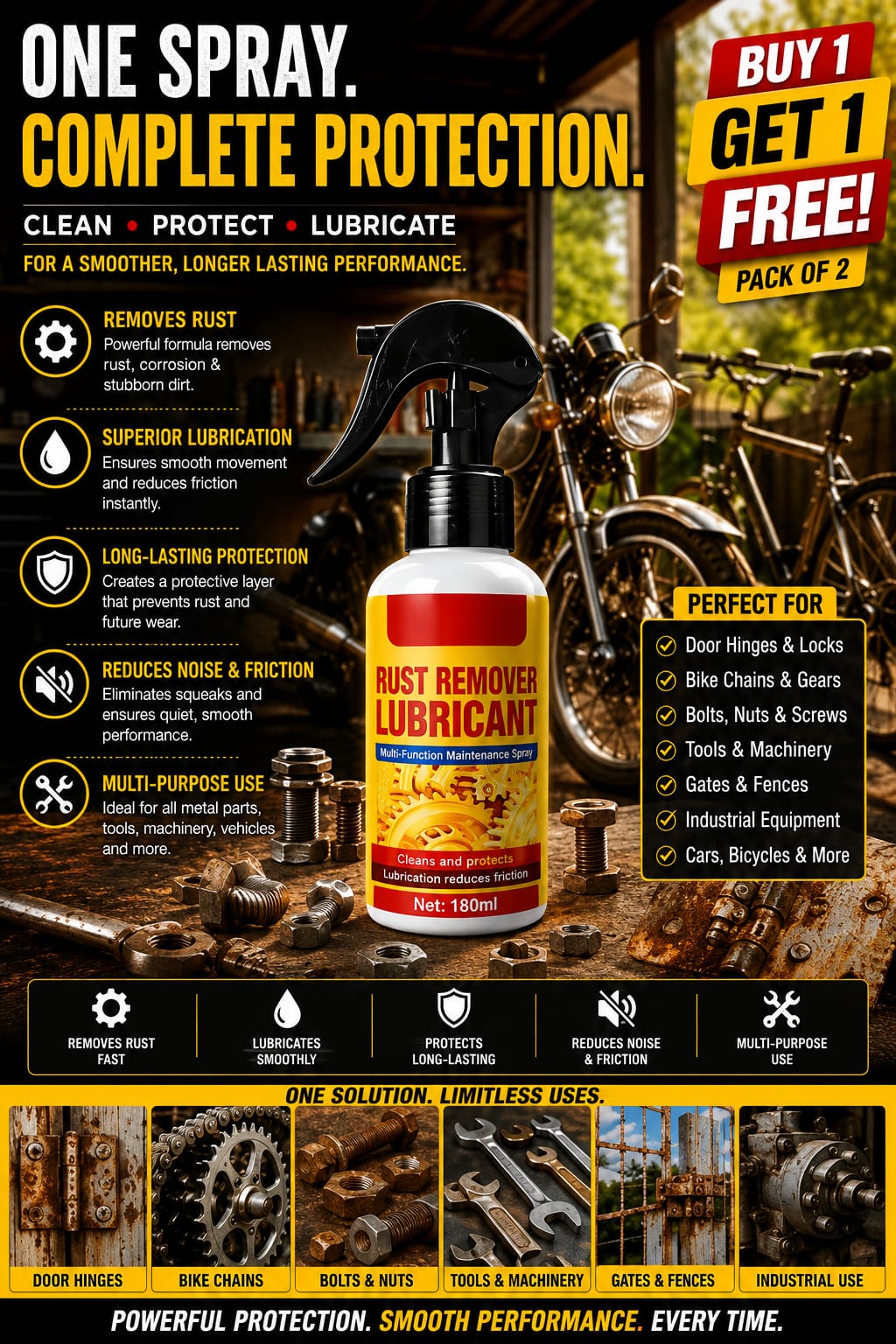 Rust Remover Spray 200ml for Iron, Steel & Metal - buy 1 get 1 free @