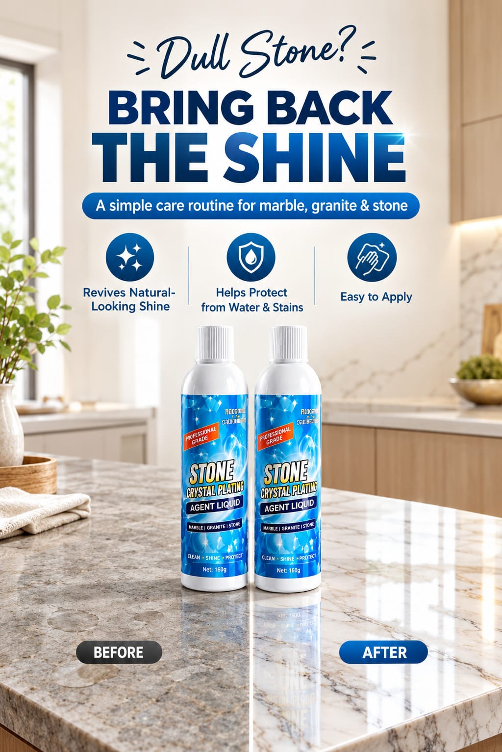 Stone Crystal Plating Agent Liquid For Marble, Granite & Stone (Pack Of 2)