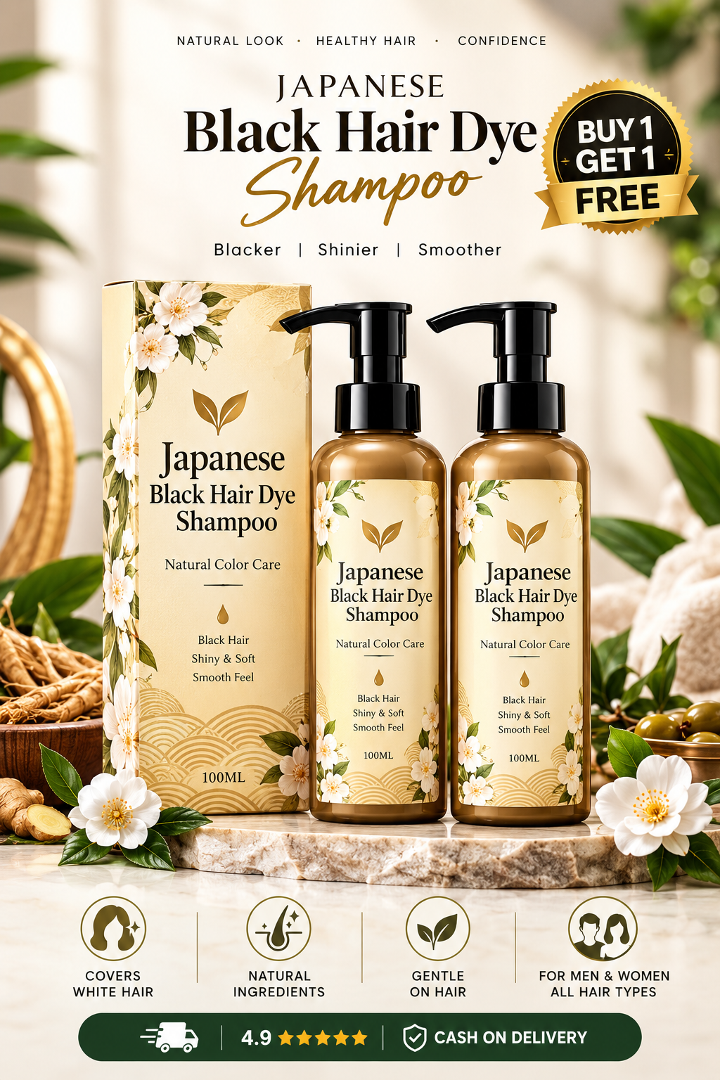 Long Lasting Natural Hair Dye Shampoo buy 1 get 1 free