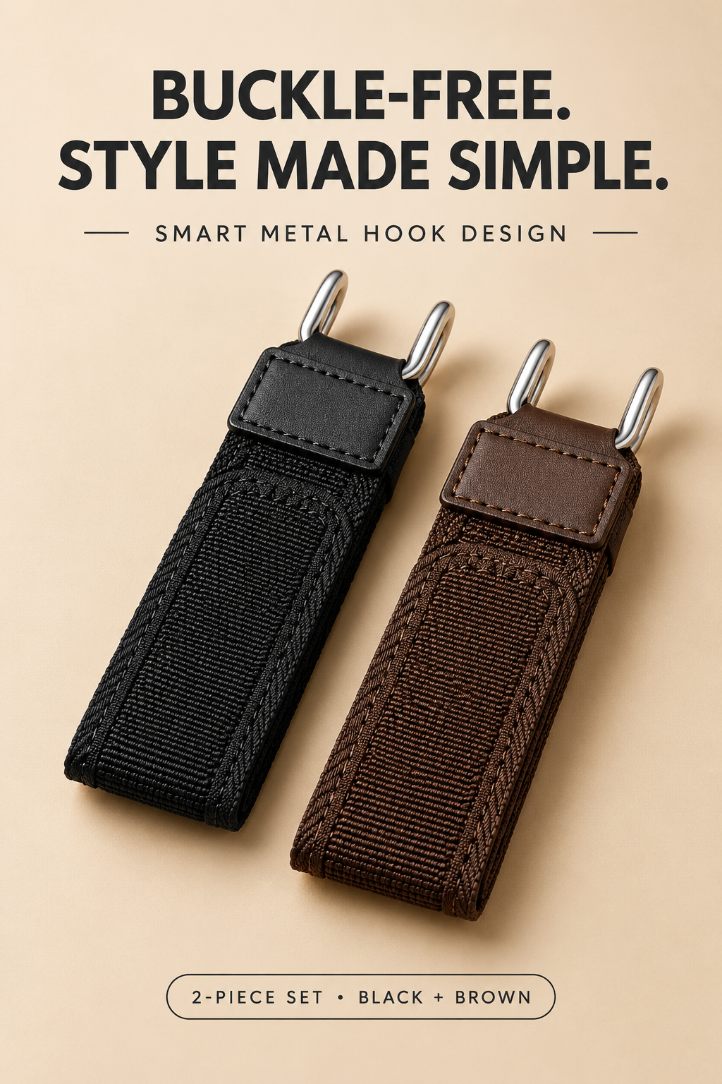 Portable Stylish Metal Hook Buckleless Belt buy 1 get 1 free